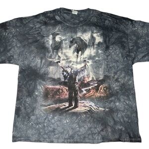 Vintage The Mountain Native American Tribal Chief Spiritual Animal Graphic Tee